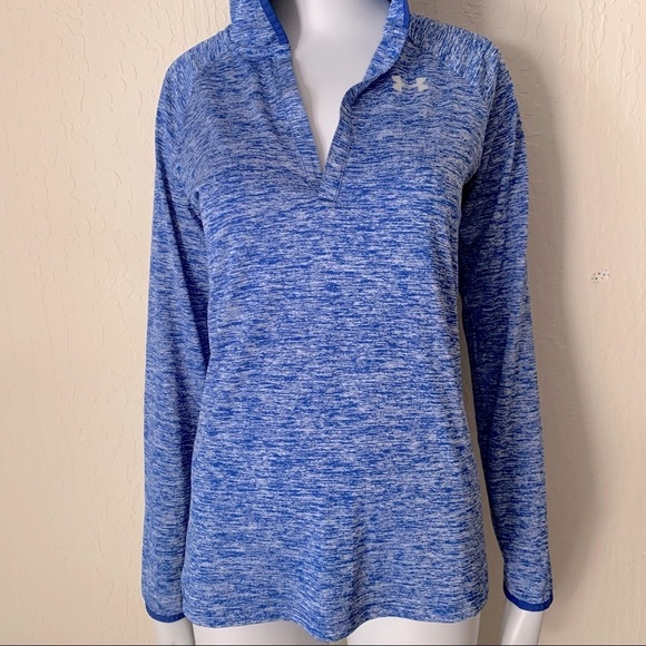 UNDER ARMOUR Loose Fit Athletic Hoodie Lightweight Blue Heathered Size XS - Picture 5 of 15